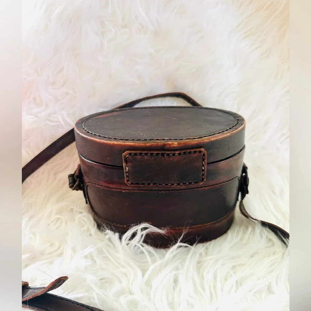 Vintage Leather Covered Miniature Bow Box Purse Boho Bag - Picture 2 of 8